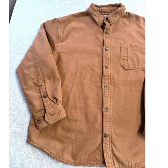 Duluth Trading Co Shirt Jacket Mens XL Brown Fleece Lined Canvas Workwear - Picture 2 of 8